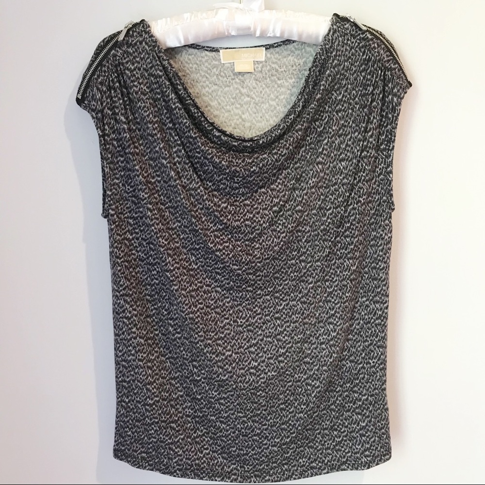MICHAEL KORS Drape Neck Top Purple/Black Size P/S